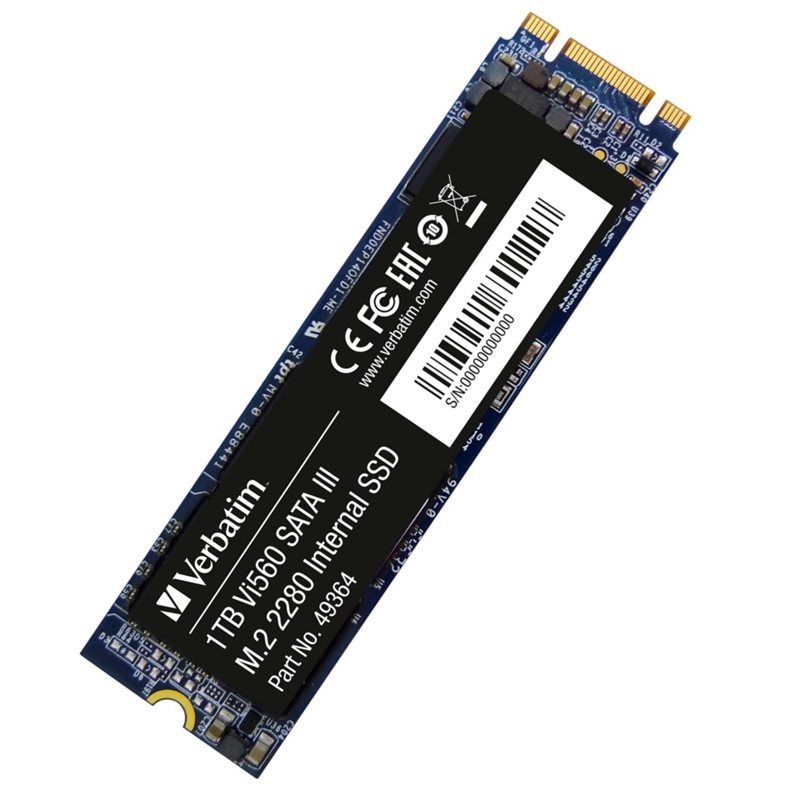 Verbatim 1TB Vi560 S3, SSD-levy, M.2 2280, SATA III, 520/490 MB/s
