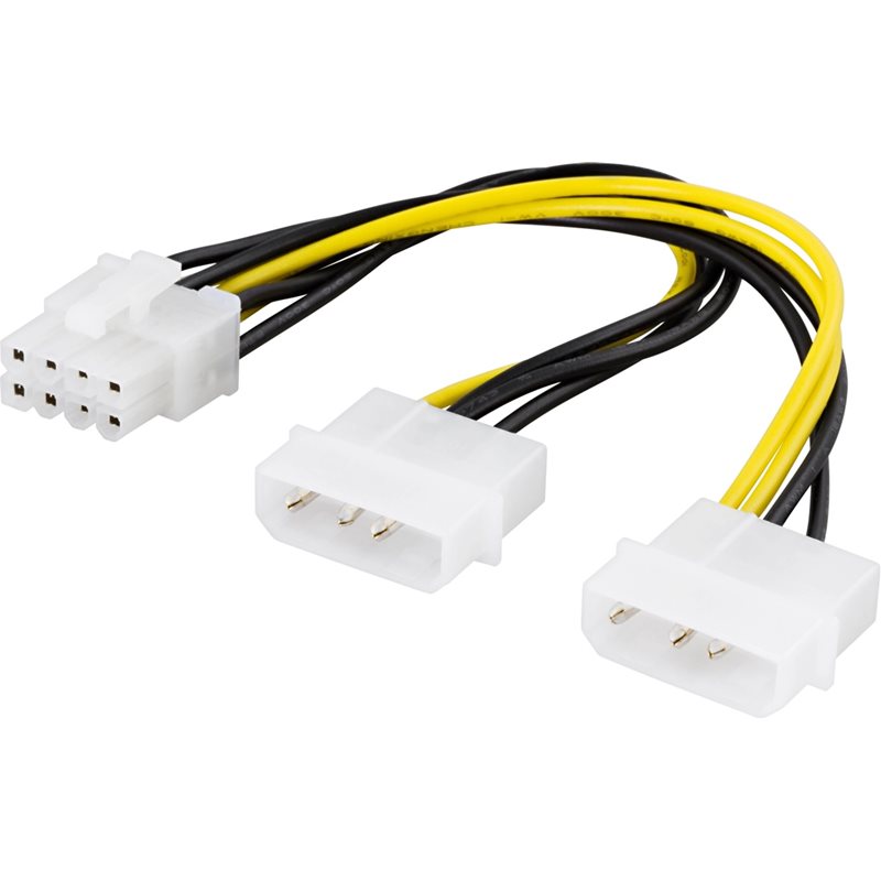 Deltaco Molex 2x 4-pin > 8-pin PCI-Express -adapterikaapeli, 30 cm
