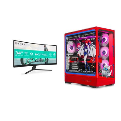Jimm's MLG Loong:Nia Edition, pelitietokone + 34" Evnia 3000, kaareva 180Hz WQHD-pelimonitori