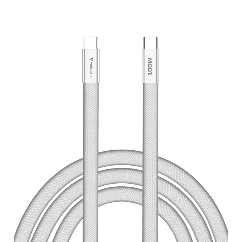 Verbatim 2.0 USB-C -kaapeli, PD3.0 100W, 1,2m, valkoinen
