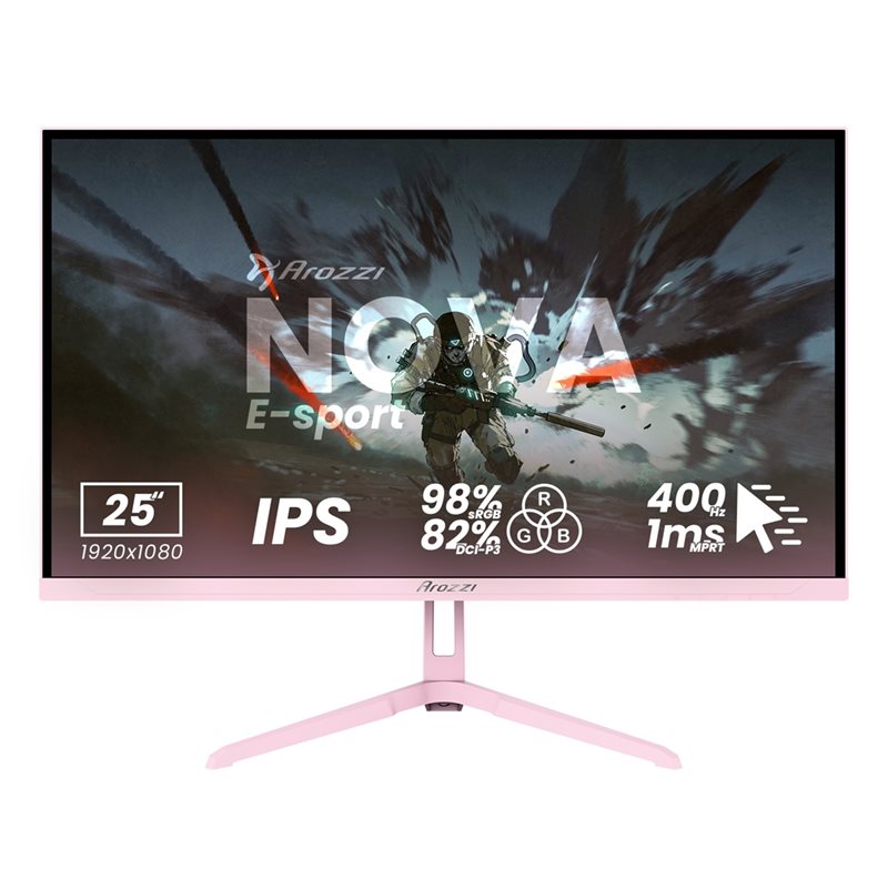 Arozzi 25" Nova IPS, 400Hz Full HD -pelimonitori, pinkki