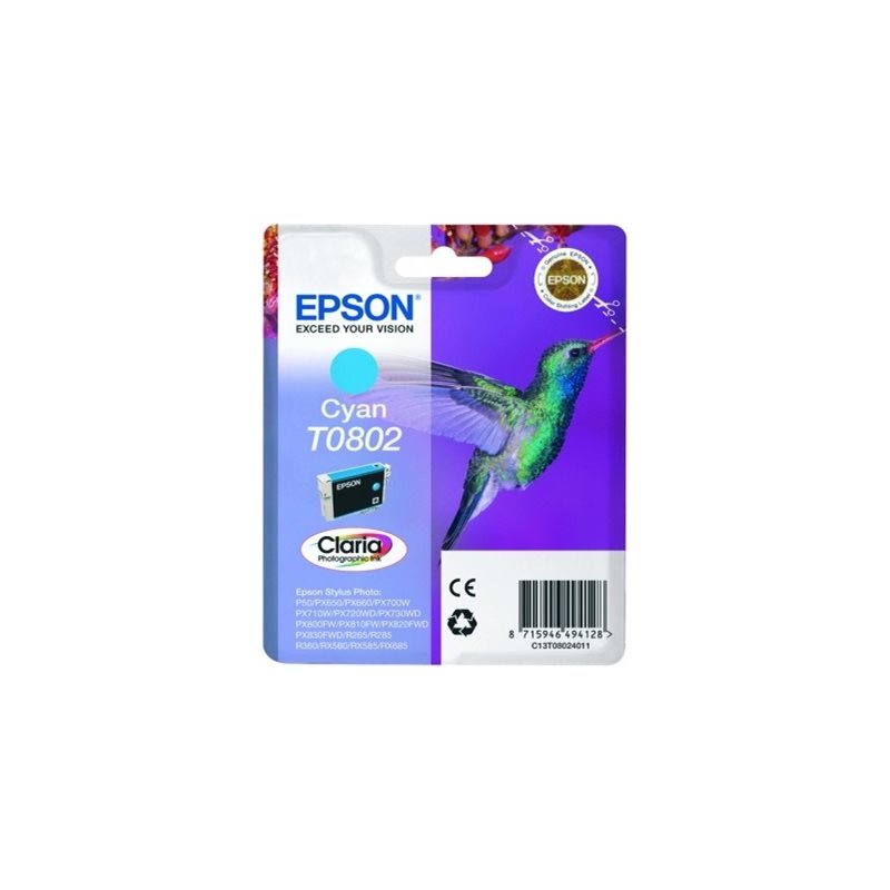 Epson Cyan T0802 Claria Photographic Ink - Kuva 2