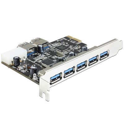 DeLock 5-porttinen 3.0 USB-A + 2x sisäinen, PCIe x1 -lisäkortti