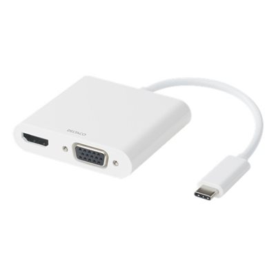 Deltaco USB-C 4-in-1 -telakka, valkoinen