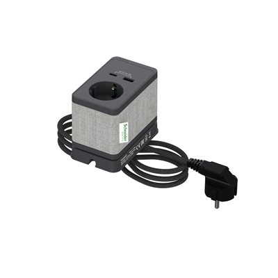 Schneider Electric Unica System+, pöytäpistorasia 1x Schuko 16A + USB A+C 3,1A, antrasiitti