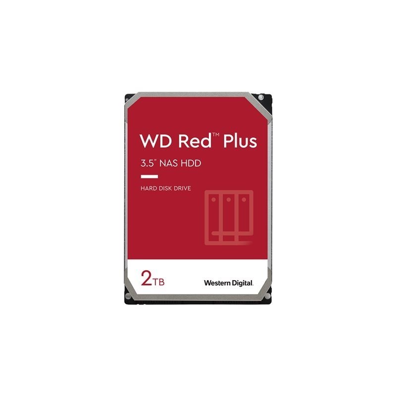 Western Digital 2TB WD Red Plus, sisäinen 3.5" kiintolevy, SATA III, 5400 rpm, 64MB