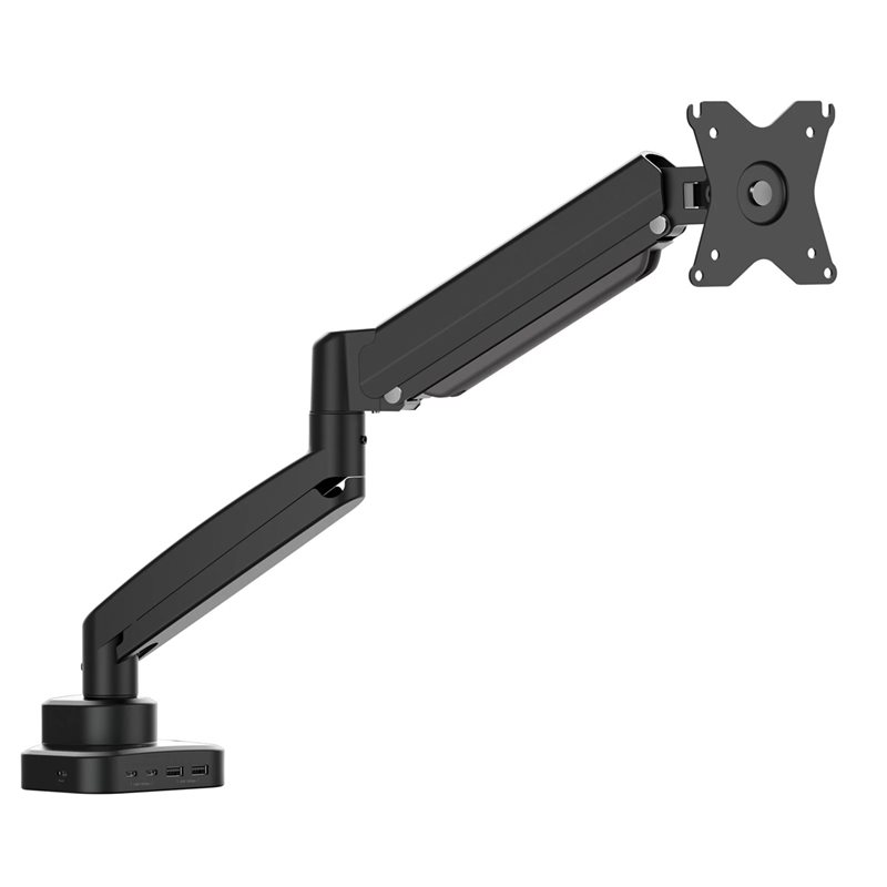 j5create 17-32" Monitor Mount With Docking Station, -pöytäteline näytölle kaasujousella ja telakalla, musta