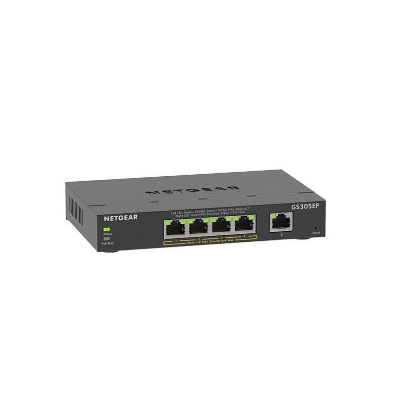 Netgear GS305EP, 5-porttinen Gigabit Ethernet Plus PoE -kytkin, 63W