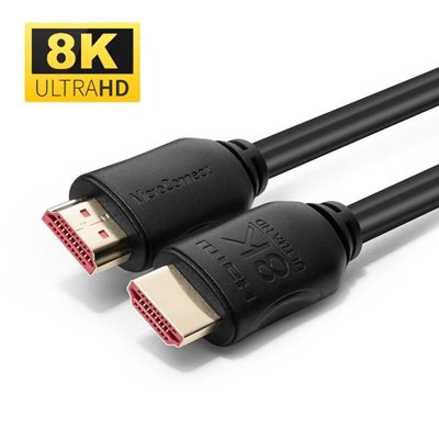 MicroConnect 2.1 HDMI -näyttökaapeli, Ultra High Speed, 48 Gbps, 4K120Hz/8K60Hz, 10m, musta