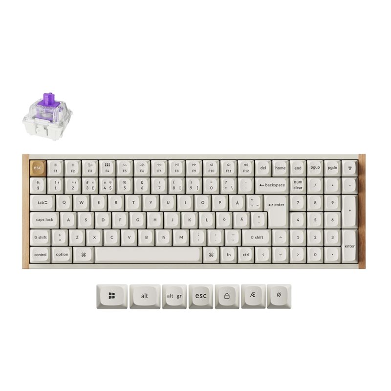 Keychron K4 HE, Special Edition, langaton mekaaninen näppäimistö, 96%, Purple Magnetic Switch, valkoinen / pu