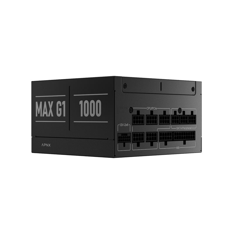 APNX 1000W MAX G1, ATX 3.1 virtalähde, PCIe 5.1, 80 Plus Gold, musta