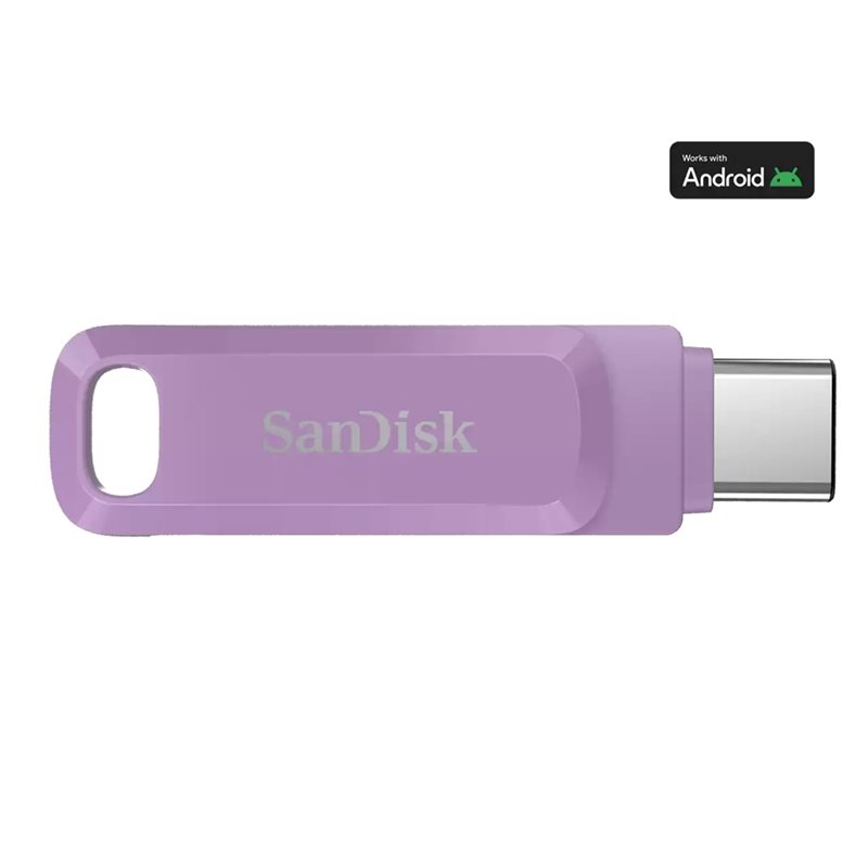 Sandisk 256GB Ultra Dual Drive Go, 3.2 Gen1 USB-C+A -muistitikku, jopa 400 MB/s, Lavender/violetti