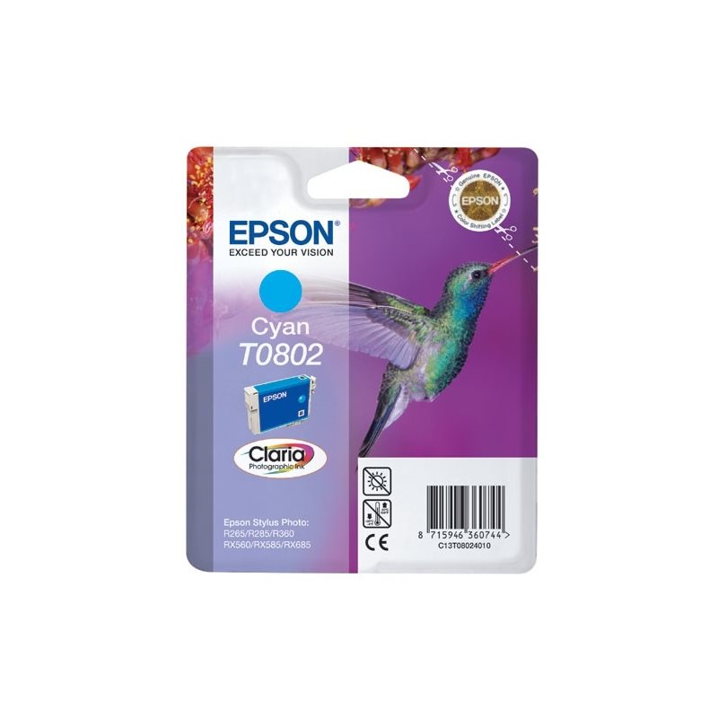 Epson Cyan T0802 Claria Photographic Ink