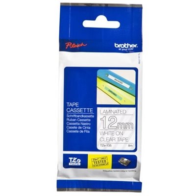 Brother TZE135 12 WHITE ON CLEAR