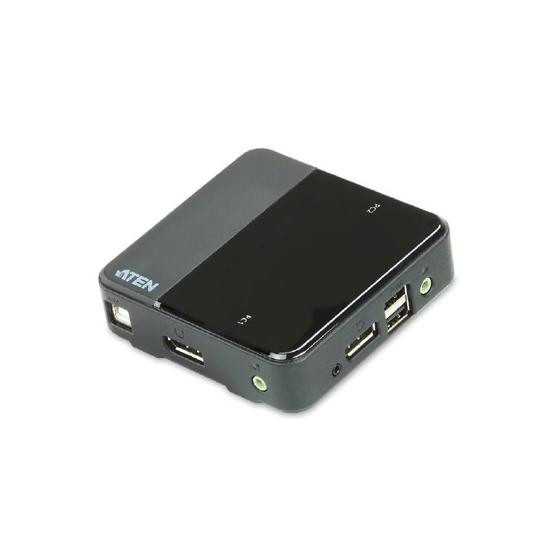 Aten KVM-kytkin, 2-porttinen USB DisplayPort, harmaa/musta