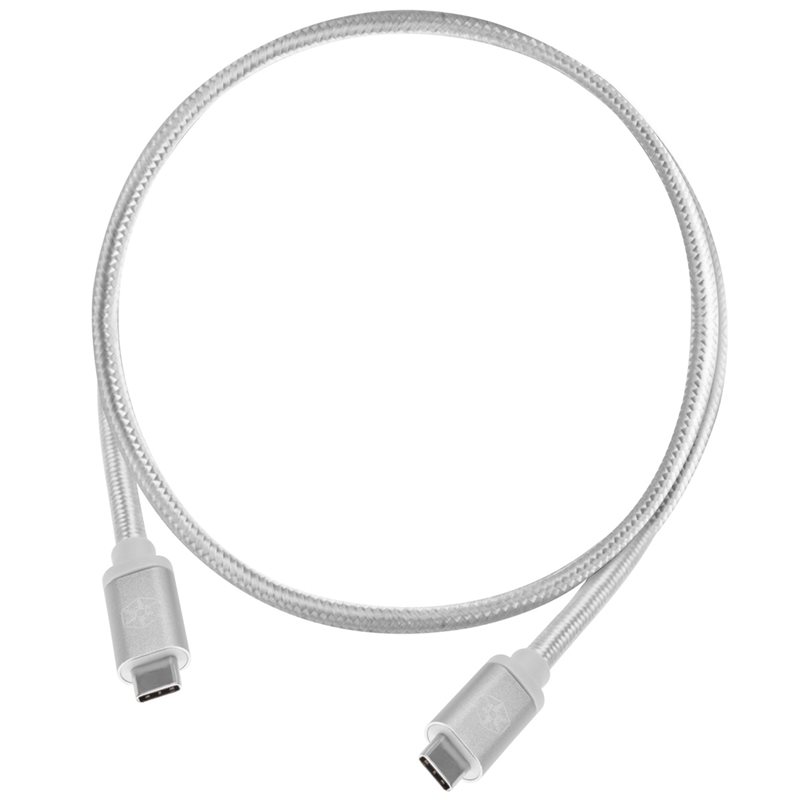 SilverStone 3.1 Gen2 USB-C -kaapeli, PD2.0 3A 60W, 0,5m, hopea