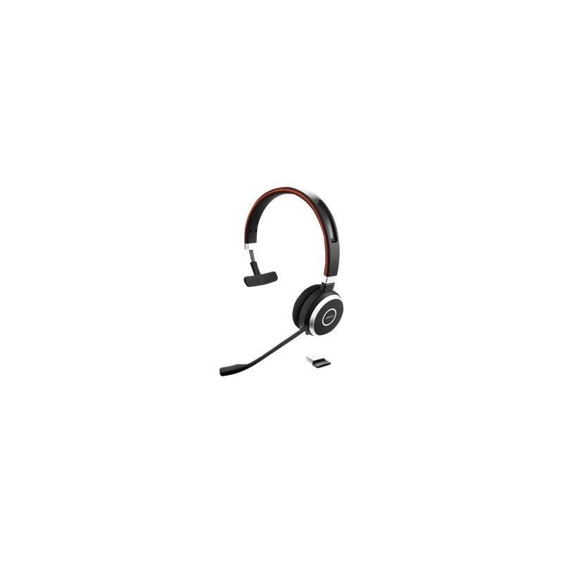 Jabra Evolve 65 UC Mono, langaton Bluetooth -kuuloke mikrofonilla, musta/hopea/punainen
