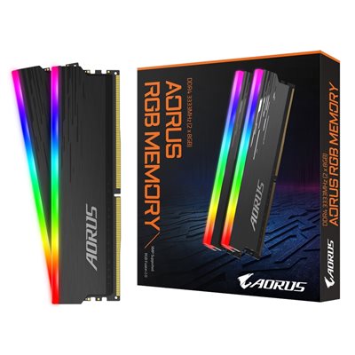 Gigabyte 16GB (2 x 8GB) AORUS RGB Memory, DDR4 3333MHz, CL18, 1.35V, harmaa