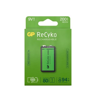 GP ReCyko NiMH 200mAh 9V, 1kpl/pakkaus