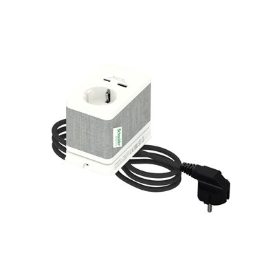 Schneider Electric Unica System+, pöytäpistorasia 1x Schuko 16A + USB A+C 3,1A, valkoinen