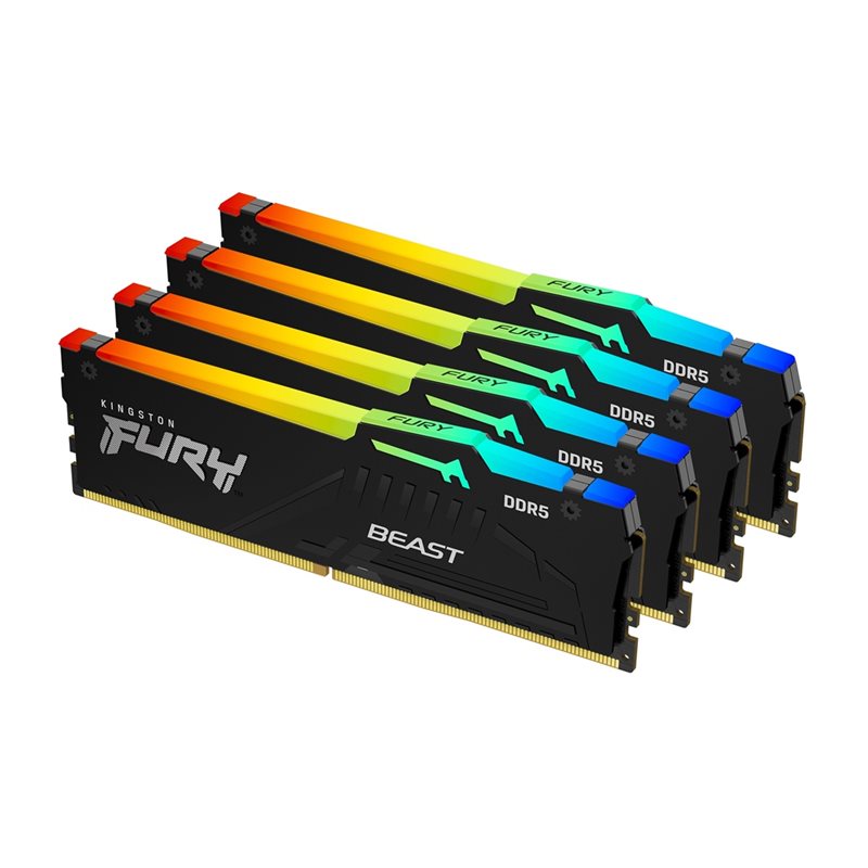 Kingston 128GB (4 x 32GB) FURY Beast RGB, DDR5 5600MHz, CL40, 1.25V, musta