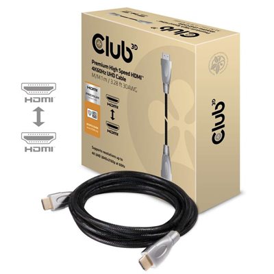 Club 3D 2.0 HDMI -näyttökaapeli, Premium High Speed, 4K60Hz, 1m, musta