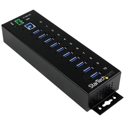 StarTech.com 10-porttinen 3.2 Gen1 USB-hubi, DIN-kiskoon, musta