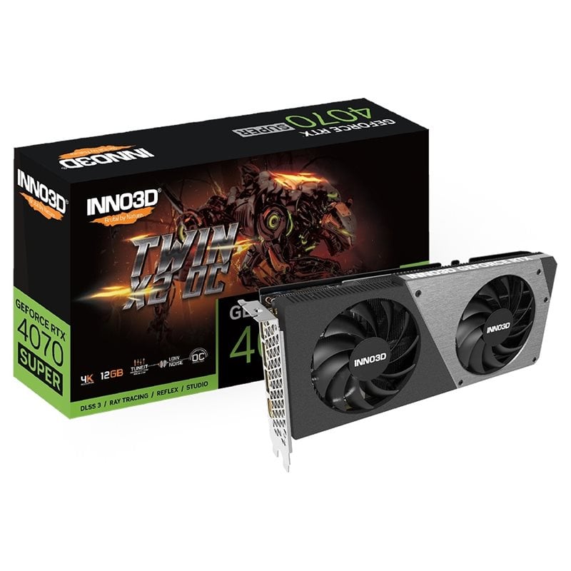 INNO3D GeForce RTX 4070 SUPER TWIN X2 OC -näytönohjain, 12GB GDDR6X