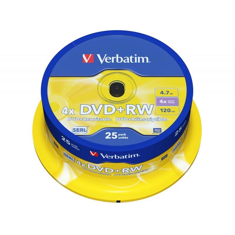 Verbatim DVD+RW 4,7GB/120min, 4x, spindle, 25kpl