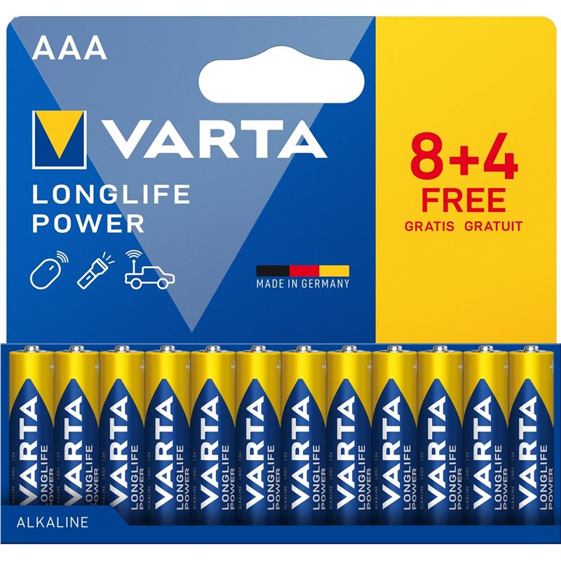 Varta AAA/LR03 Longlife Power -paristo, 12kpl