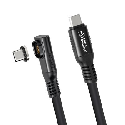 MicroConnect USB4 Gen 3x2 USB-C -kaapeli, suora-kulma, 40Gbps, 240W, 0,5m, musta