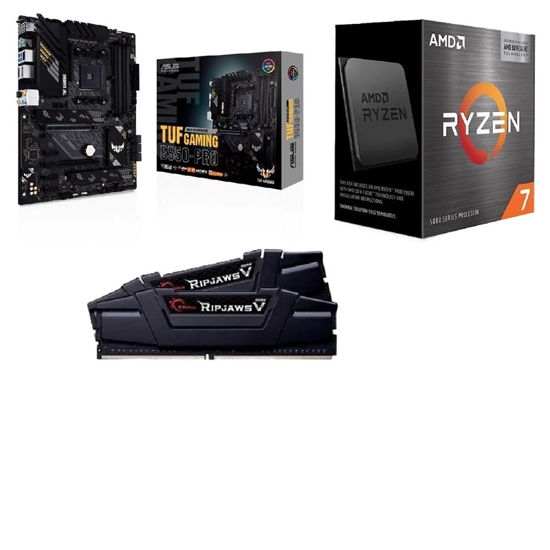 Asus TUF GAMING B550-PRO + Ryzen 7 5700X3D + 32GB DDR4 3200MHz -tuotepaketti