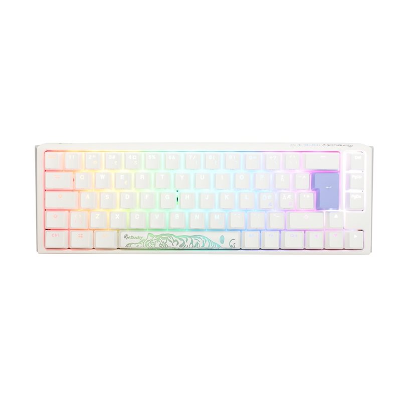 Ducky (Outlet) One 3 - Classic Pure White Nordic - SF 65% - Cherry Red, mekaaninen näppäimistö