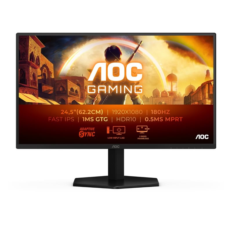 AOC 24,5" 25G42E, 180Hz Full HD -pelimonitori, musta