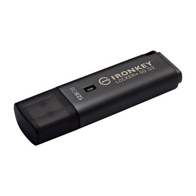 Kingston 128GB IronKey Locker+ 50 G2, salattu 3.2 Gen1 USB-A -muistitikku, musta