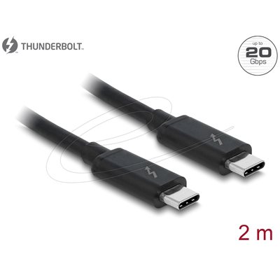 DeLock Thunderbolt 3 -kaapeli, 20 Gbps, 5K60Hz, 2m, musta