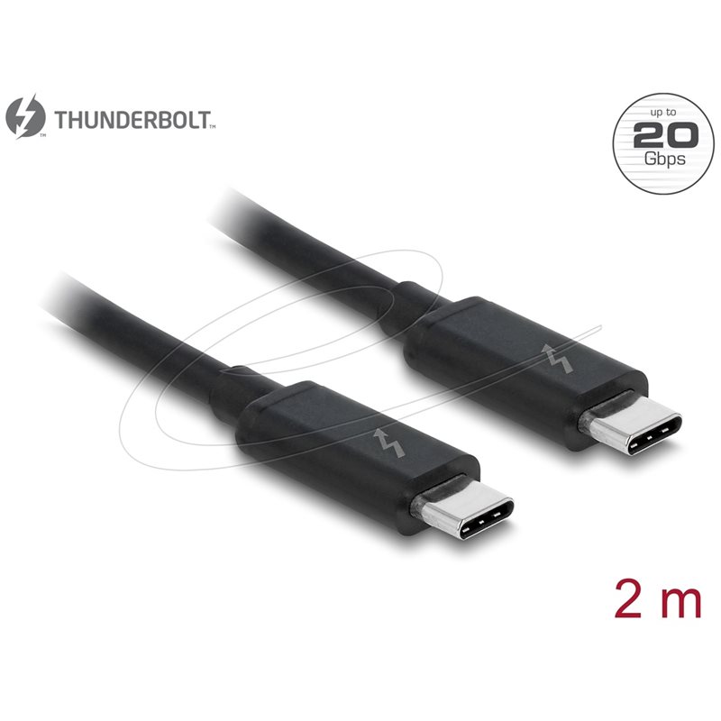 DeLock Thunderbolt 3 -kaapeli, 20 Gbps, 5K60Hz, 2m, musta