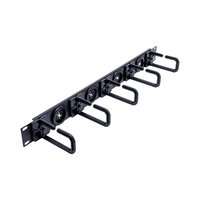 StarTech.com Kaapelinhallintapaneeli 19" räkkiin, 1U, 5 aukkoa, 4 läpivientiä, vaakatasoon, musta