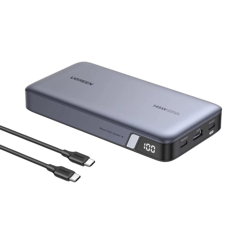 Ugreen 25000 mAh Power Bank, varavirtalähde, 2x USB-C, USB-A, musta