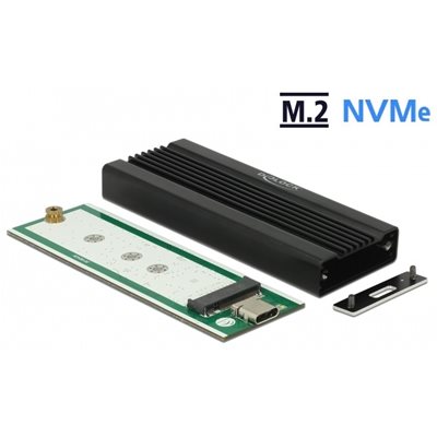 DeLock Ulkoinen kotelo M.2 NVMe PCIe SSD-levylle, 3.2 Gen2 USB-C, musta