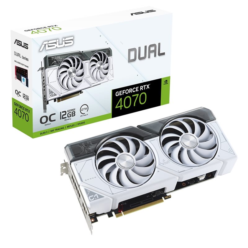 Asus GeForce RTX 4070 DUAL White - OC Edition -näytönohjain, 12GB GDDR6X