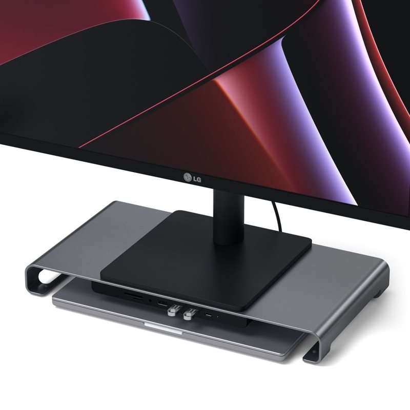 Satechi USB-C Monitor Stand Hub XL, monitorijalusta hubilla, harmaa/musta