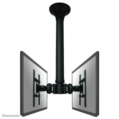 Neomounts 10-40" x2 Flat Screen Ceiling Mount, -kattoteline kahdelle näytölle 64-104cm laskulla, musta