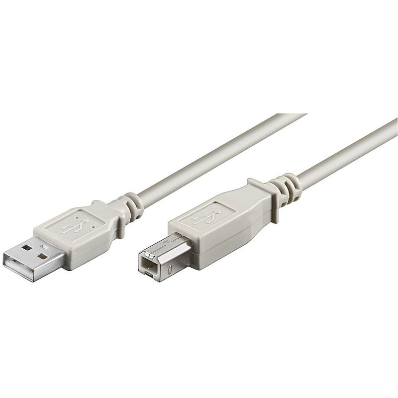 MicroConnect 2.0 USB-A - USB-B -kaapeli, 1,8m, harmaa
