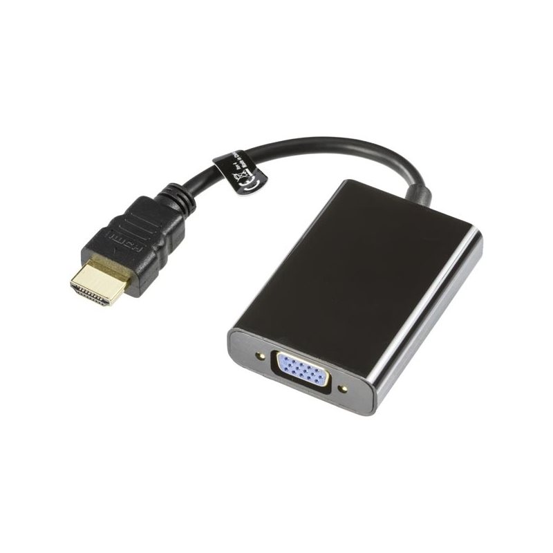 Deltaco (Outlet) HDMI - VGA-sovitin 3.5mm ääniliitännällä,0,2m. musta