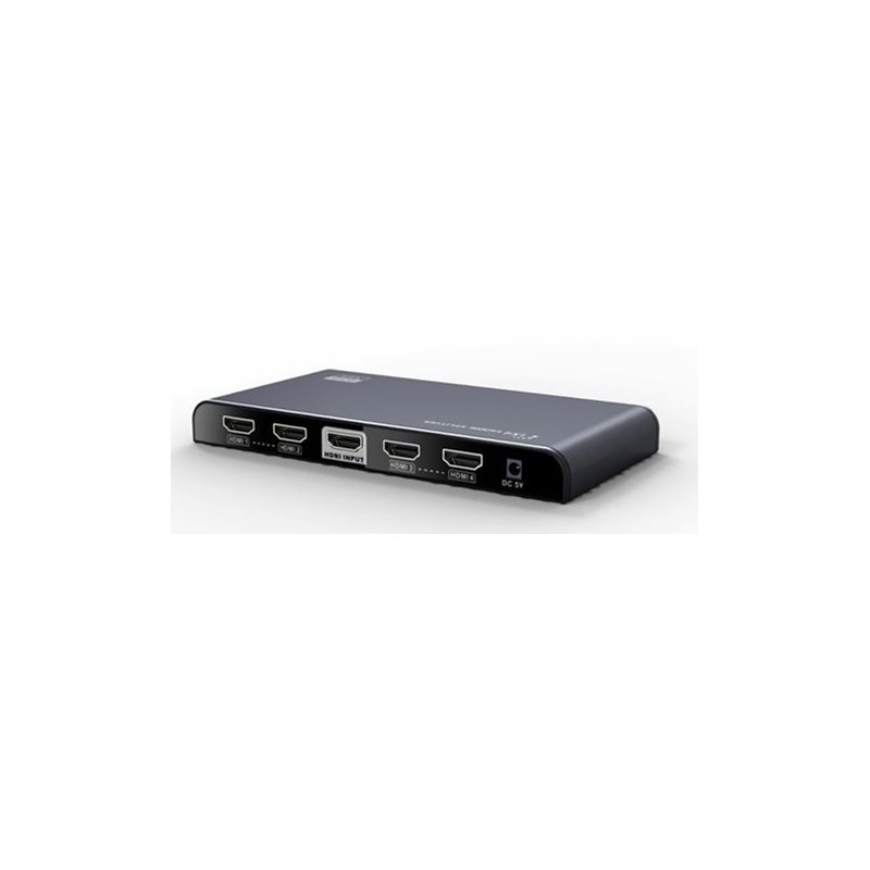 DELTACOIMP HDMI-jakaja, 1 laite 4 näyttöä, HDMI 2.0, 4K UHD, musta