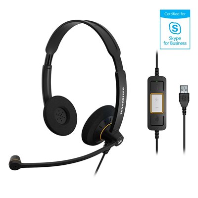 Sennheiser SC 60 USB MS -sankakuulokkeet mikrofonilla, musta