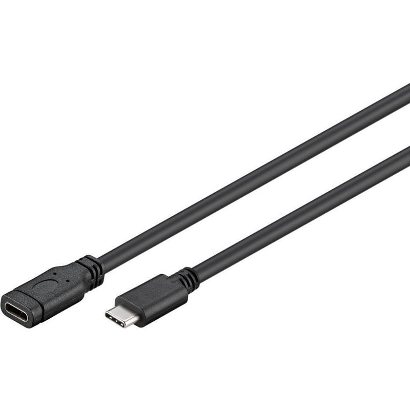 MicroConnect 3.1 Gen1 USB-C -jatkokaapeli, uros-naaras, 1m, musta