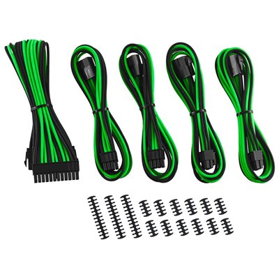 CableMod Classic ModMesh Cable Extension Kit - 8+8 Series -jatkokaapelisarja, musta/vaaleanvihreä