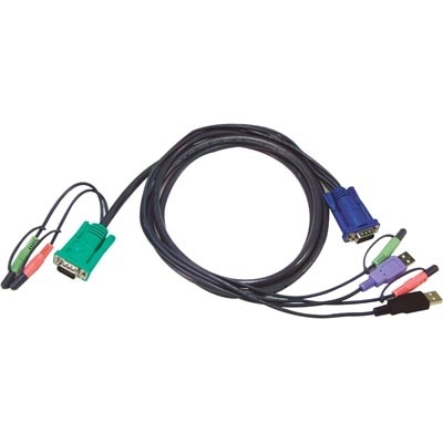 Aten KVM-kaapeli SPHD15 u/2x3,5mm u > 2xUSB A u/2x3,5mm u/HD15u, 5m